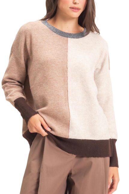 Colorblock Crew Neck Sweater