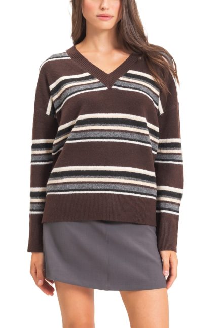 V-neck Striped Sweater