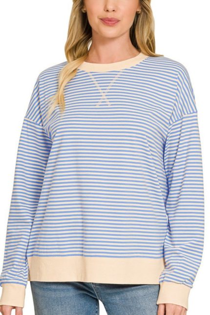 Striped Rib Banded Pullover