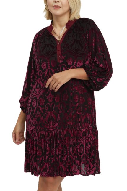 Plus Velvet Tiered Mini Dress