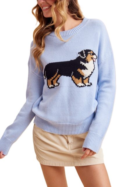 Aussie Dog Graphic Pullover Sweater