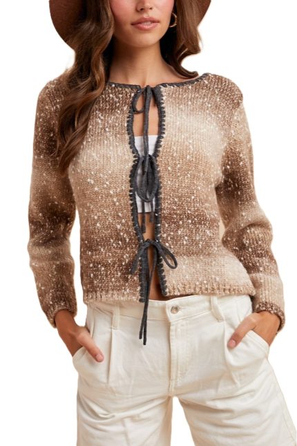Multi Color Ombre Color Block Sweater Cardigan