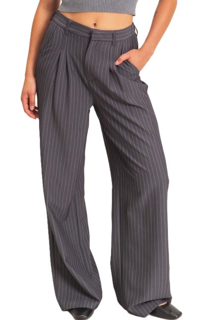 Pinstripe Wide-leg Trousers