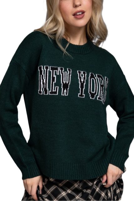 New York Lettering Sweater Top