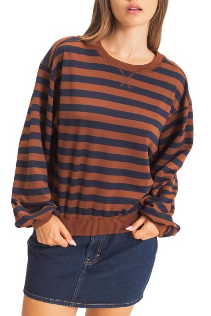 Striped Crew Neck Sweatshirt