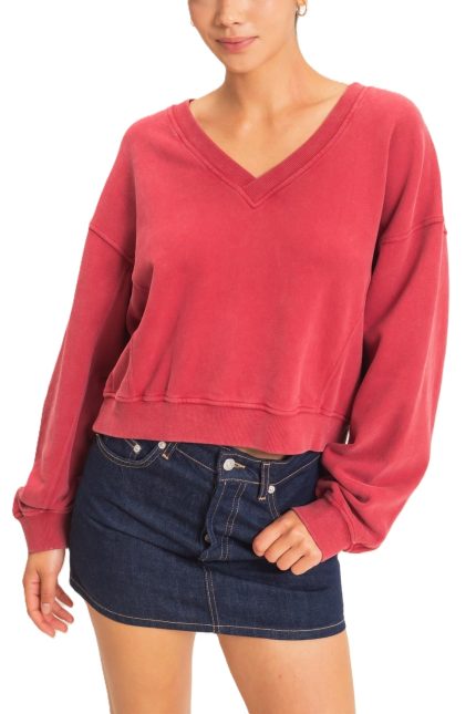 Snow Wash V-neck Sweatshirt