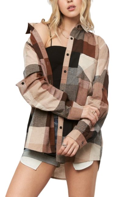 Long Sleeves Plaid Button Down Shirt