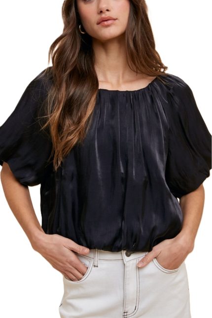 Metalic Organza Bubble Hem Blouse