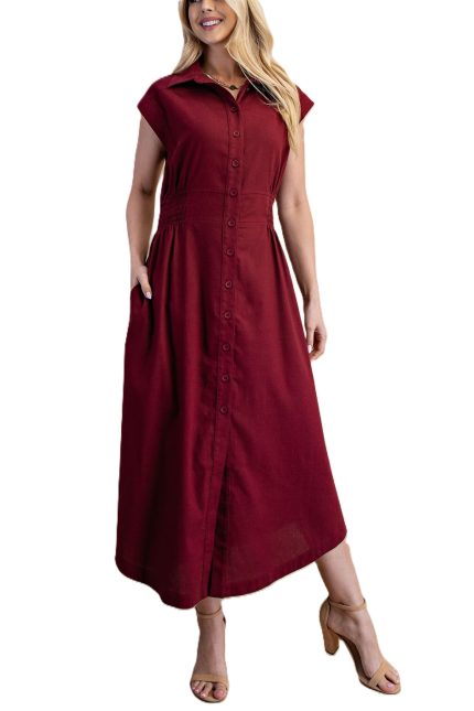 Sleeveless Linen Shirt Dress