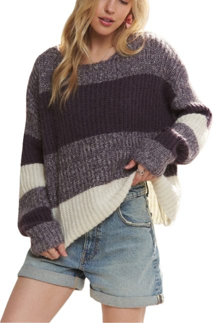 Long Sleeve Shoulder Knit Sweater Top