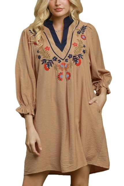 Floral Embroidered Babydoll Dress
