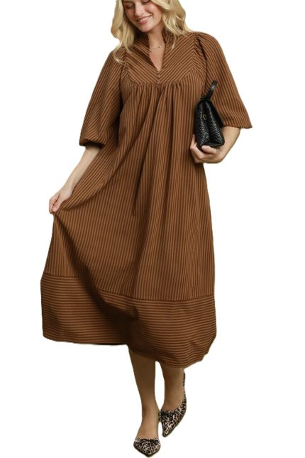 Striped Seersucker Midi Dress