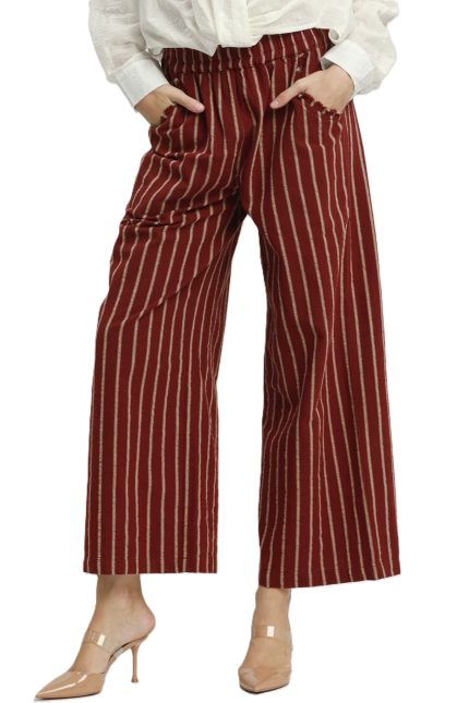 Striped Pull-on Wide Leg Pants