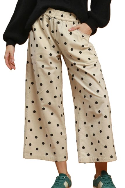 Polka Dot Wide Leg Pull-on Pants