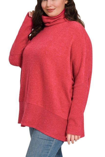 Plus Brushed Melange Hacci Turtleneck Sweater