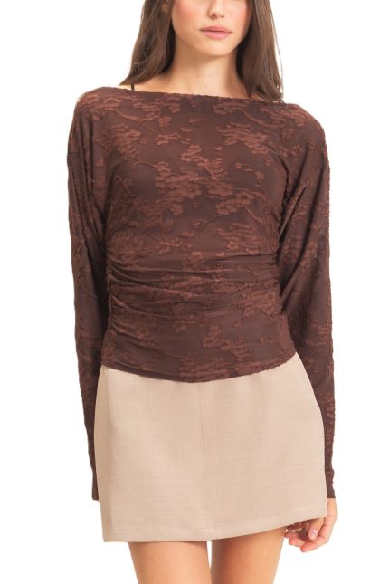 Sheer Lace Boat Neck Top