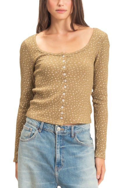 Square Neck Button-up Top