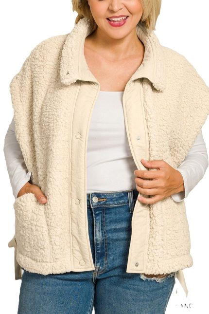 Plus Oversized Faux Fur Vest