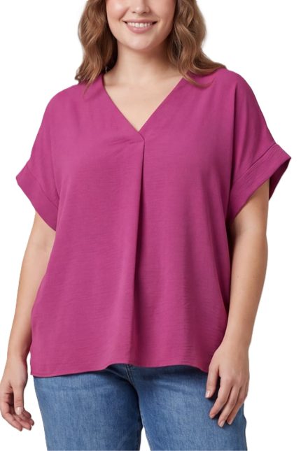 Plus Drop Short Sleeve Woven Top