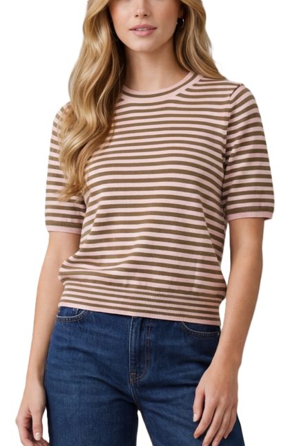 Short Sleeve Striped Sweater Top