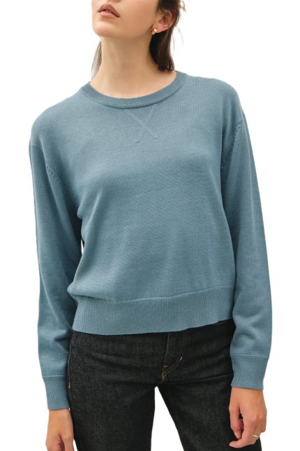 V-notch Stitch Crew Neck Sweater