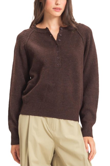Button Front Raglan Sweater