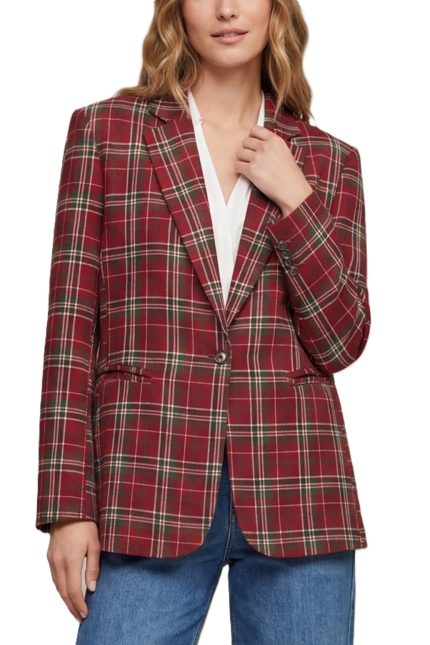 Long Sleeve Plaid Blazer Jacket