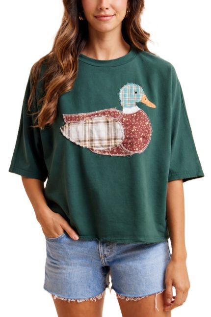 Mallard Duck Patchwork Dolman Sleeve Knit Top