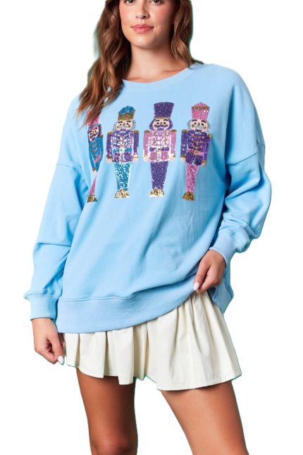 Sequins Nutcrackers Detailed Oversized Sweatshirt