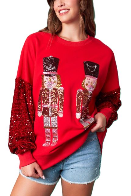 Nutcracker & Velvet Sequins Sleeve Sweatshirt
