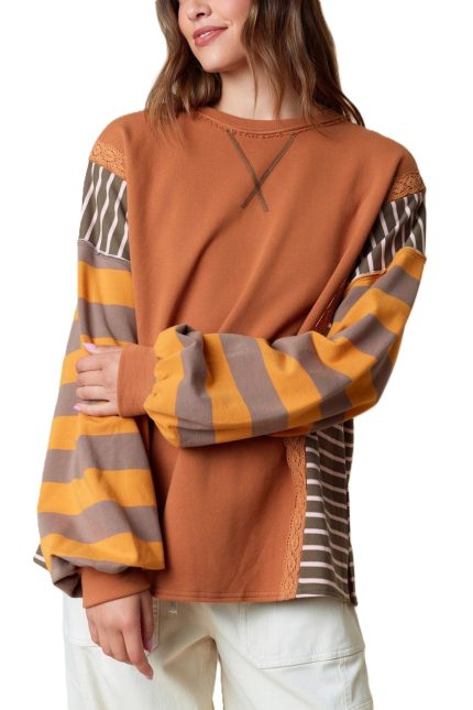 Color Block With Lace Detailed Sweatshirt