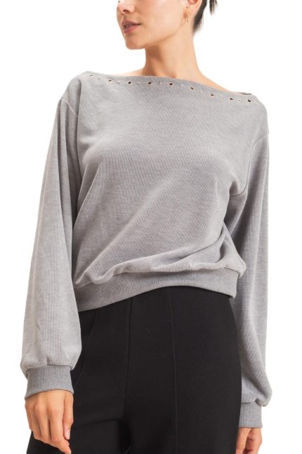 Studded Crew Neck Sweatshirt