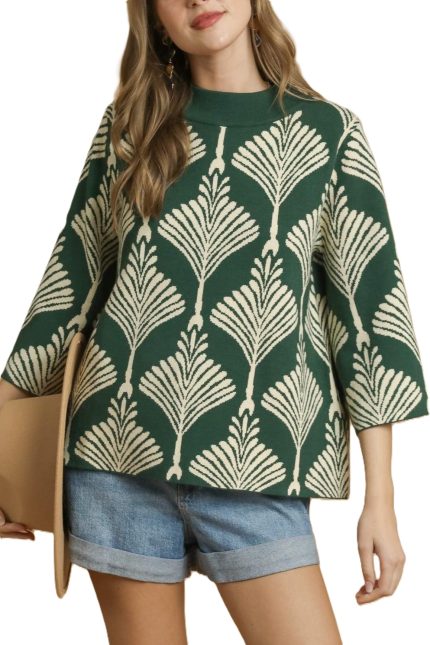 Abstract Print Pullover Sweater
