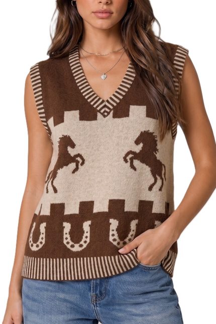 Western Horse Knit Vest