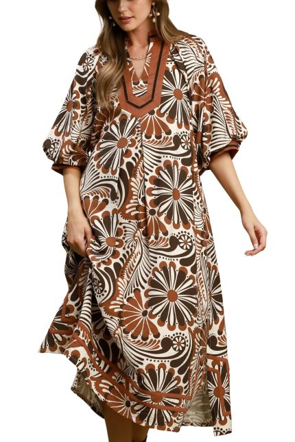 Abstract Print Midi Dress