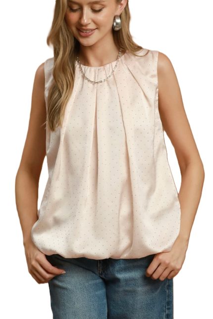 Satin Dot Stone Sleeveless Top