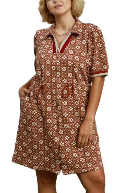 Plus Floral Short Sleeve Mini Dress