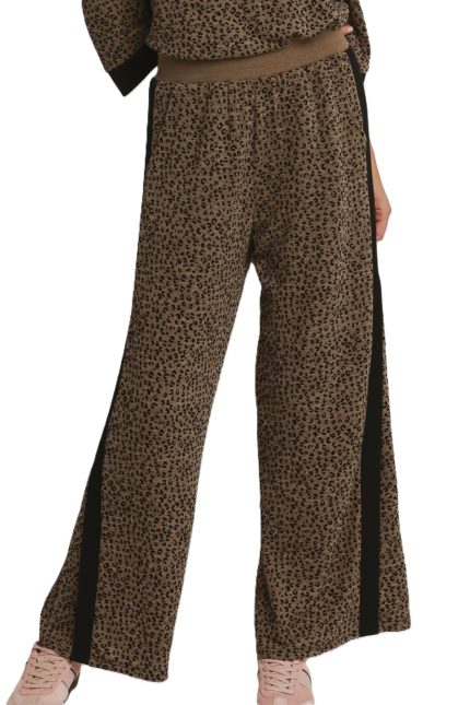 Leopard Velvet Blend Wide Leg Pants