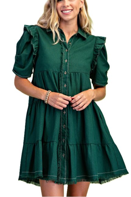 Linen Button Up Shirt Dress