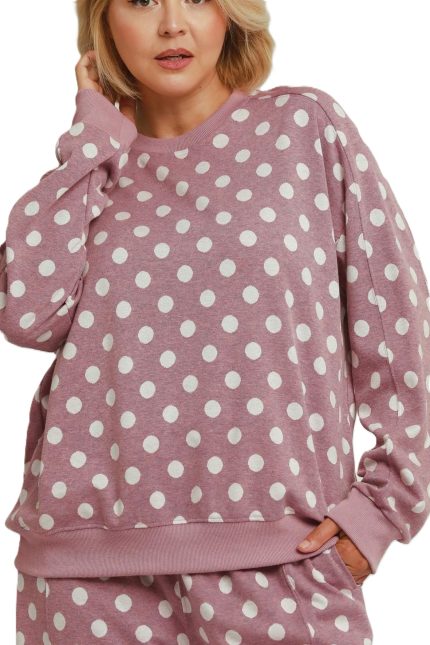 Plus Polka Dot Printed Pullover