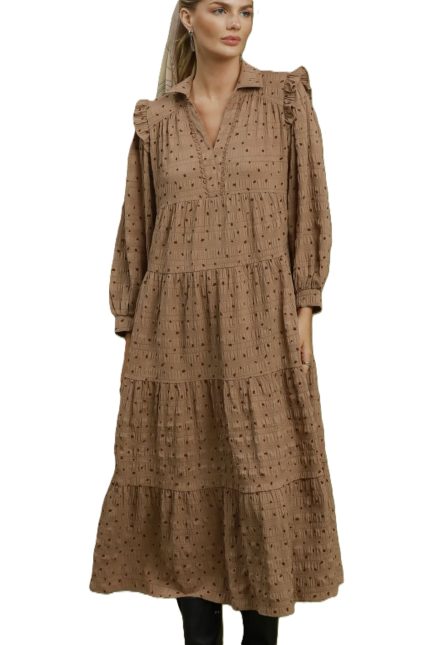 Swiss Dot Tiered Midi Dress