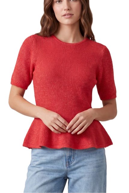 Short Sleeve Peplum Sweater