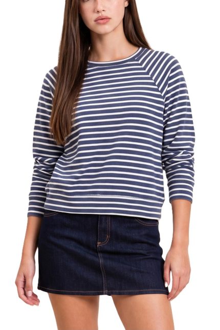 Striped Waffle Knit Raglan Top