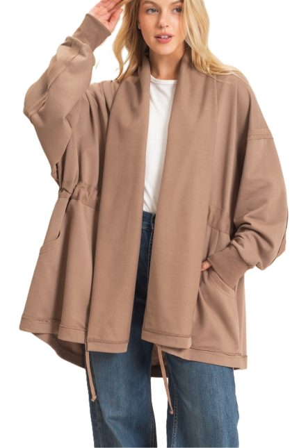 Open Front Tie Waist Cardigan