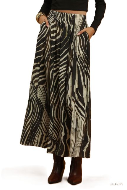Zebra Print Wide Leg Maxi Pants