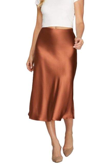 Satin Bias Midi Skirt