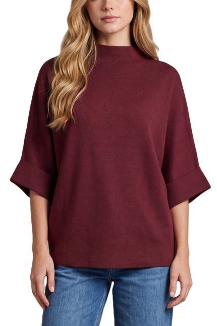 Mock Neck Loose Fit Fullover Sweater