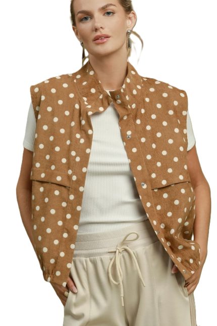 Polka Dot High Neck Utility Vest