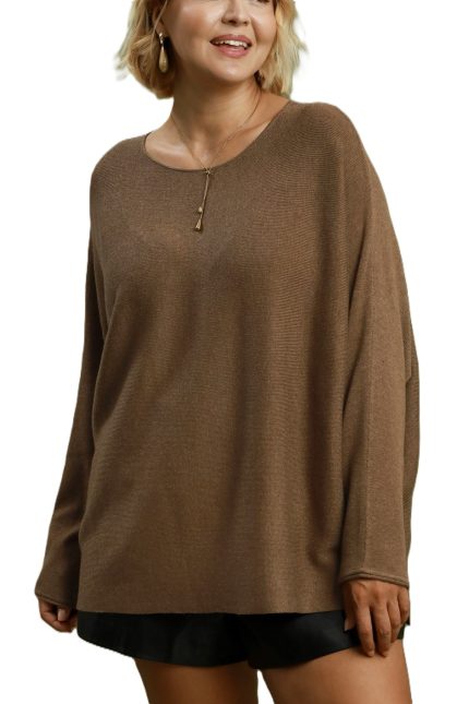 Plus Solid Knit Sweater Top
