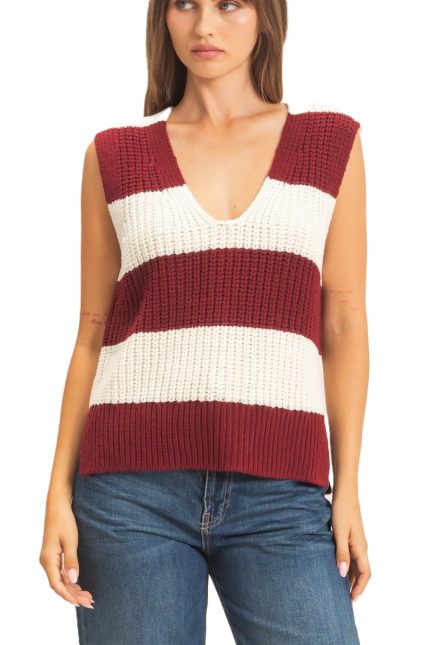 V-neck Striped Sweater Vest